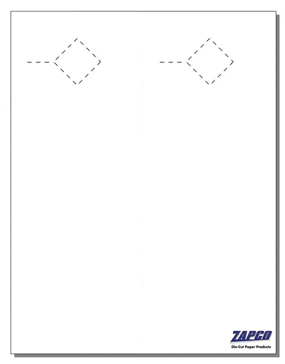 Item 205: 2-up 4 1/4" x 11" Diamond Door Hanger Paper 8.5" x 11" Sheet (250 Sheets)