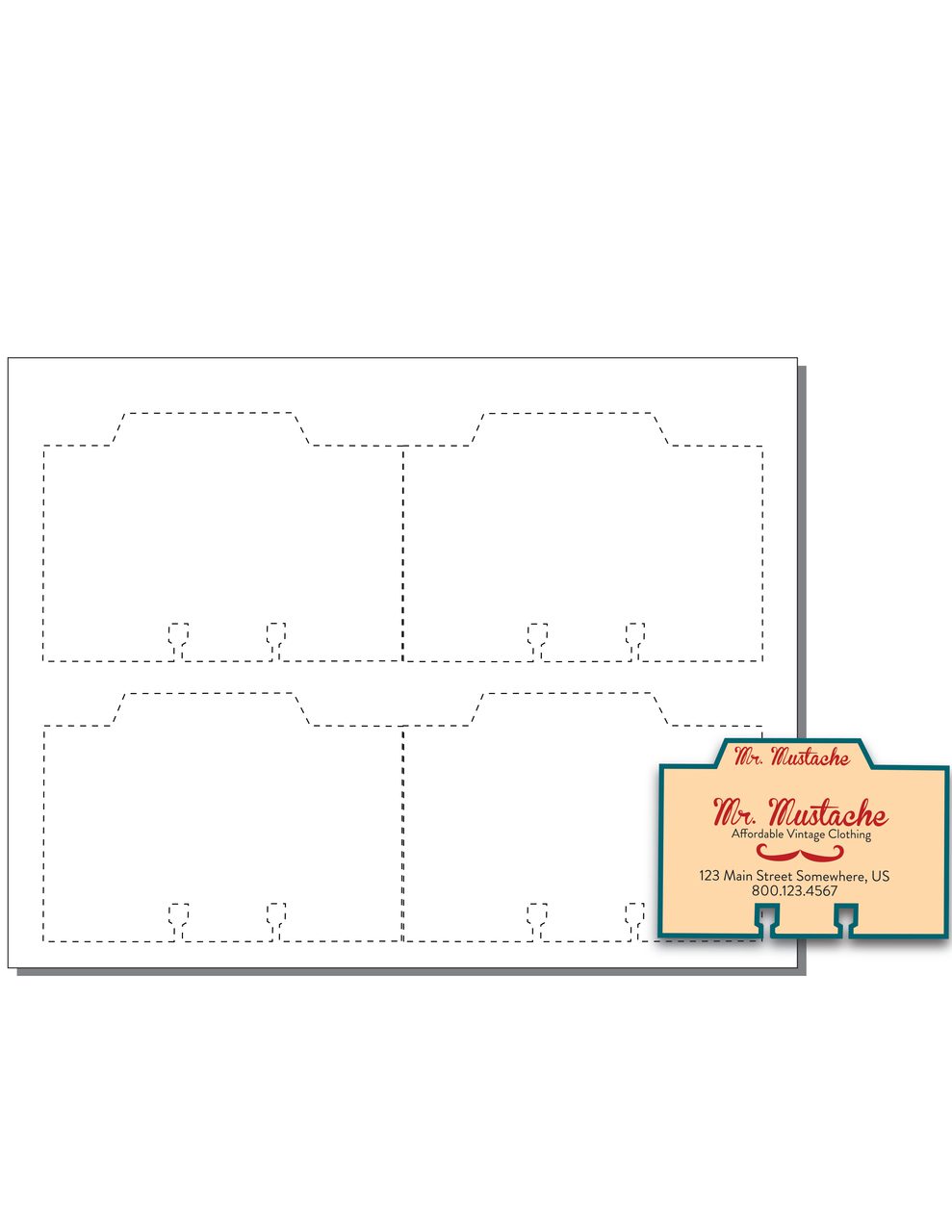 Item 119: 4-Up 3" x 5" Rotary File Card Center Tab 8 1/2" x 11" Sheet(250 Sheets)