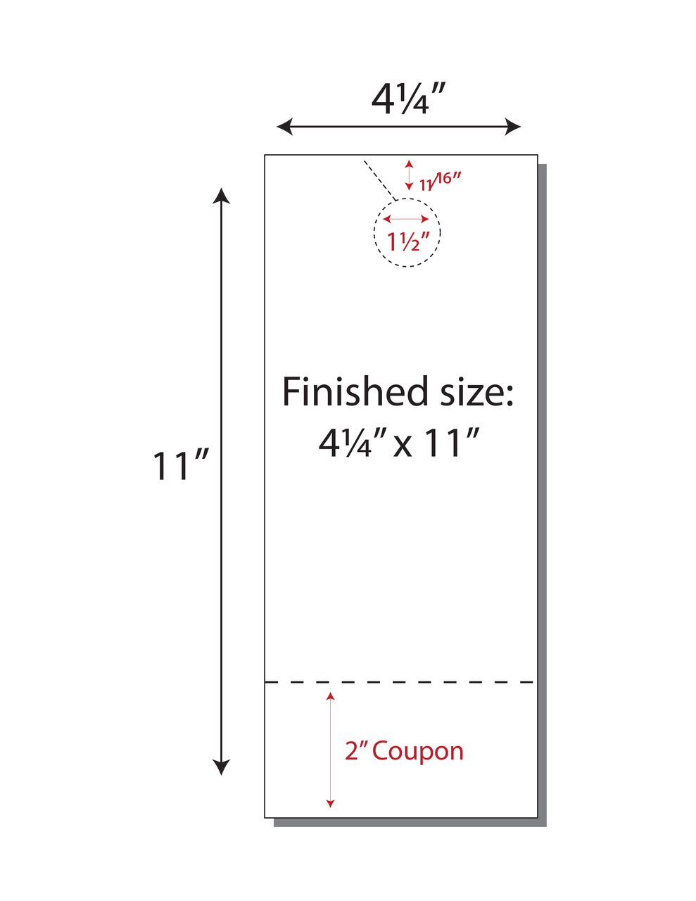 Item 211: 2-Up 4 1/4" x 11" Door Hanger with 2" Coupon 8 1/2" x 11" Sheet