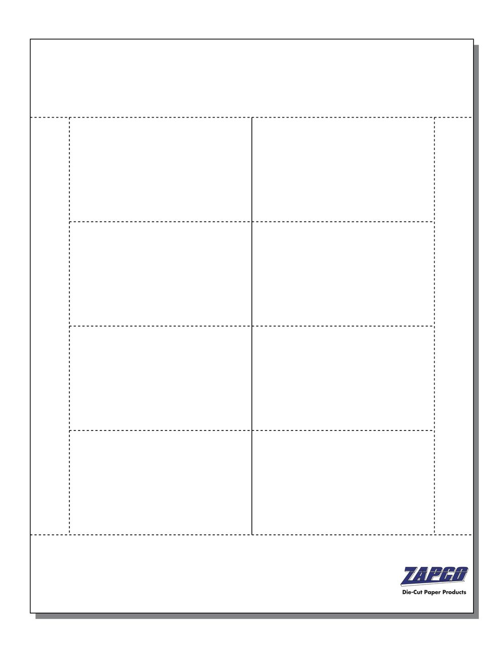 Item 596: 4-Up 3 1/2" x 2" Fold-over Business Card Paper 8 1/2" x 11" Sheet (250 Sheets)