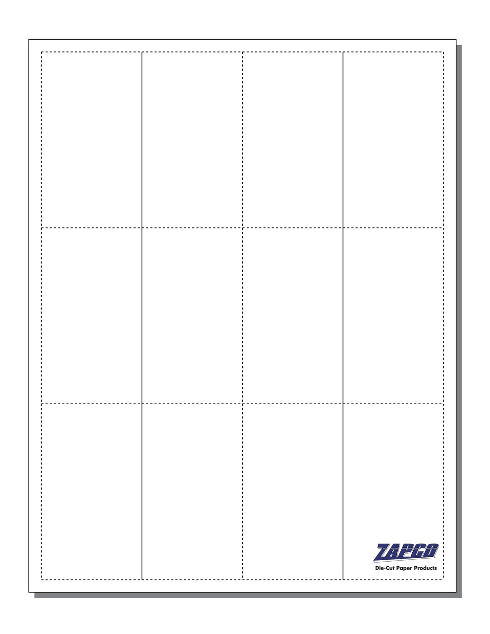 Item 597: 6-Up 3 1/2" x 2" Fold-over Business Card Paper 8 1/2" x 11" Sheet