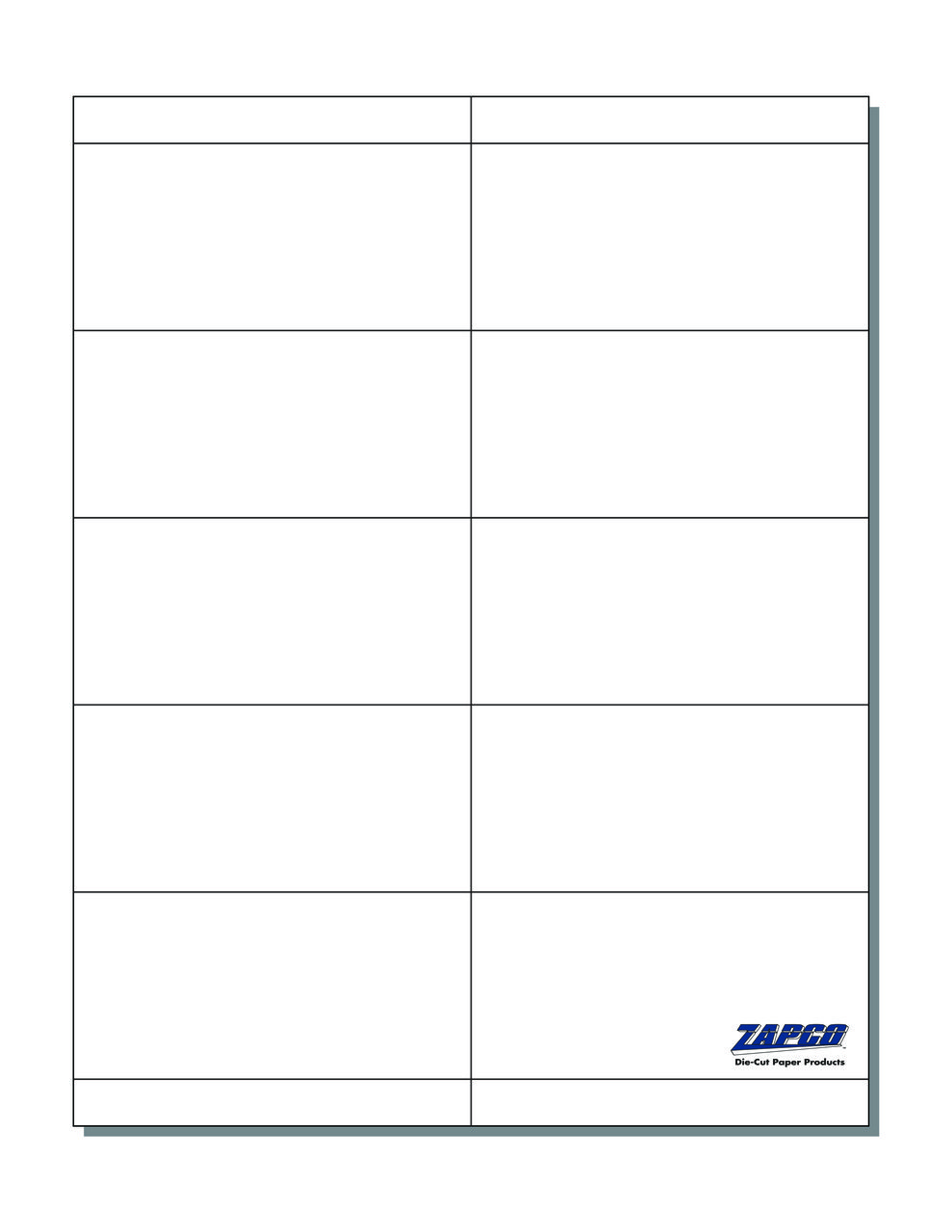 Item 622: 10-Up 2" x 4 1/4" Name Tag Paper Inserts 8 1/2" x 11" Sheet
